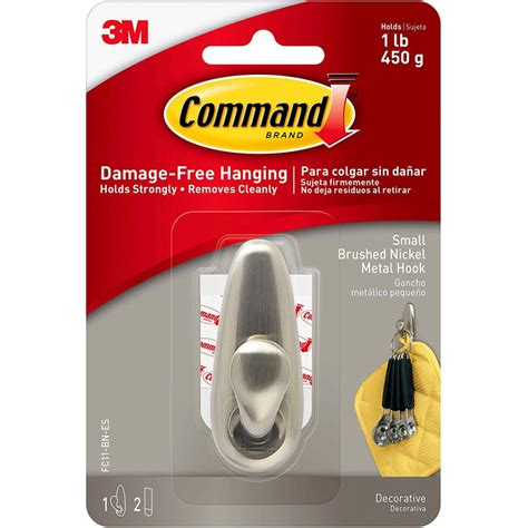 Command Small Metallic Hook Brushed Nickel Forever Classic Canvas