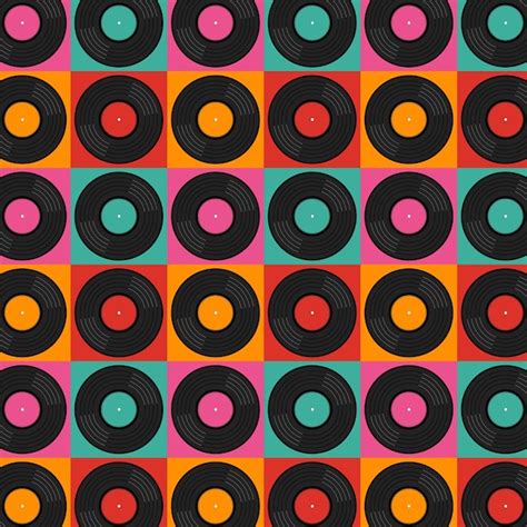 Premium Vector Pop Art Pattern With Vinyl Records Musical Colorful