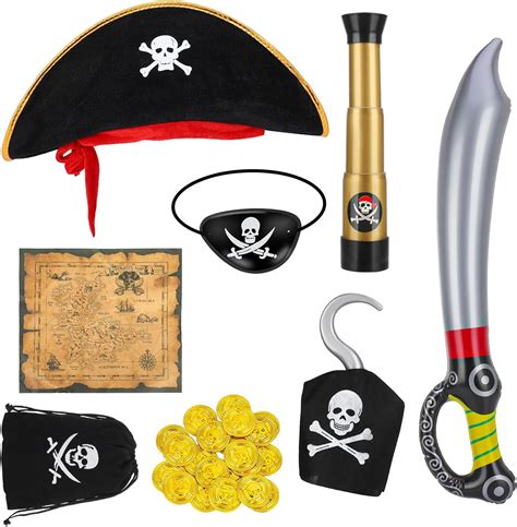 Opopark 8 teilig Piratenkostüm Kinder Pirate Kostüm Zubehör Cosply