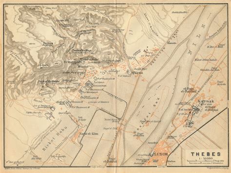 1929 Thebes Egypt Antique Map