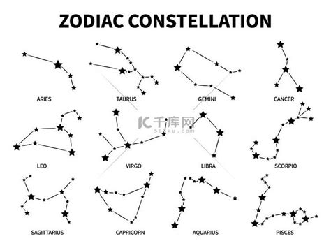 十二星座白羊座金牛座双子座癌症狮子座处女座天蝎座双鱼座黄道神秘占星术矢量黑色孤立星座十二星座白羊座金牛座双子座癌症狮子座处女座天蝎座双鱼座黄道