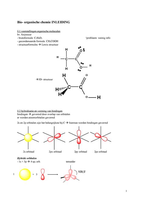 BIO Org Chemie Samenvatting Van De Inleiding Met Alle Belangrijke