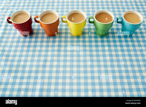 Five cups of tea Stock Photo - Alamy