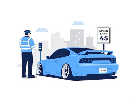 Premium Vector Police Officer Traffic Stopped Pulled Over Car