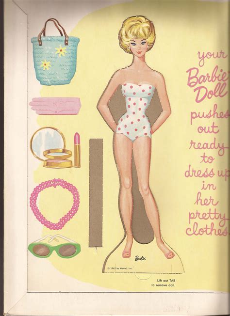 1962 Barbie Paper Doll Vintage Paper Dolls Barbie Paper Dolls Paper