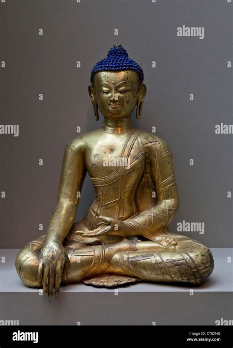 Sitzende Buddha Skulptur Vergoldet Kupfer Zentraltibet