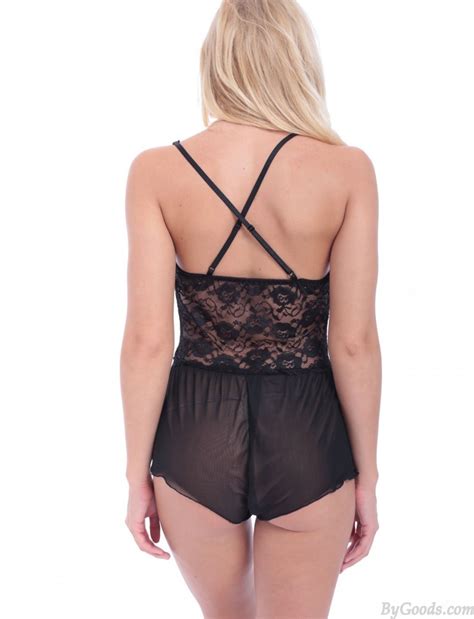 Sexy Crotchless Teddy V Neck Floral Sheer Lace Halter One Piece Jumpsuit Women S Lingerie