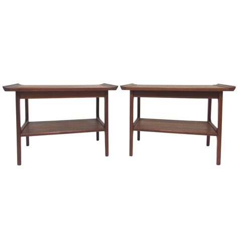 Pair Of Japanese Teak End Tables In The Danish Modern Style Circa