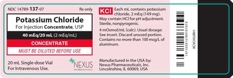 Potassium Chloride Injection: Package Insert - Drugs.com