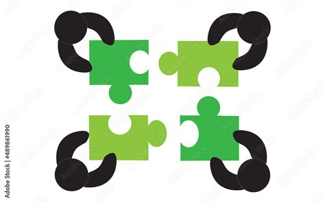 Teamwork people with puzzle pieces top view. Teamwork people vector for ...