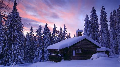 Log Cabin In The Wood In Winter High Definition Log Cabins Hd