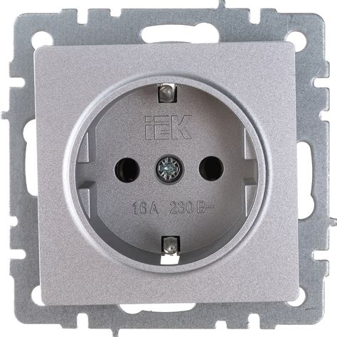1-местная розетка IEK Brite рс11-1-0-бра с заземлением, без защитных ...