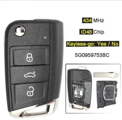 434MHz ID48 Chip 3 Button Keyless Go Flip Remote Key Fob For