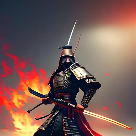 Premium Ai Image Illustration Painting A Samurai With A Katana Stands