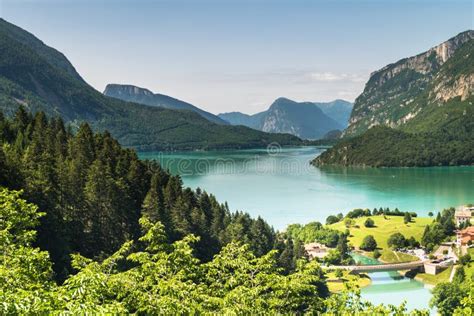 Lake Molveno Elected Most Beautiful Lake In Italy Stock Image Image