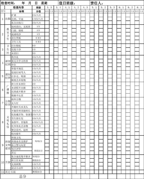 人民路小学班级量化评分表word文档在线阅读与下载无忧文档