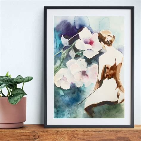 Original Watercolor Nude Painting Sensual Wall Art Original Nude