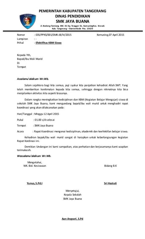 Surat Undangan Wali Murid 2015