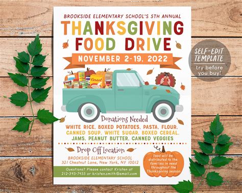 Thanksgiving Food Drive Poster