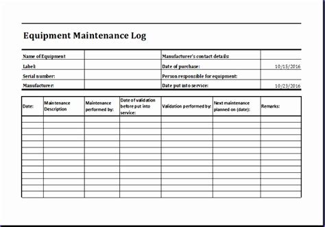 Personal Medical Health Record Sheet Bfuxp Luxury Equipment Maintenance ...