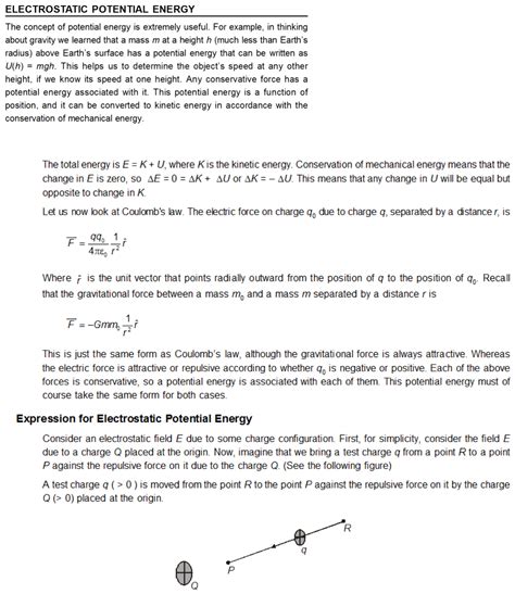 electrostatic potential energy explanation