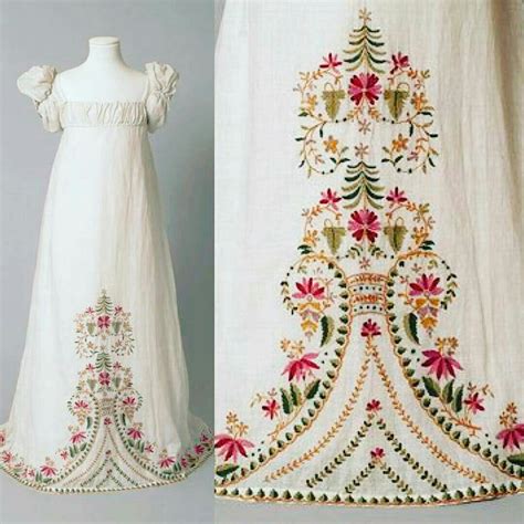 Embroidered Muslin Dress Regency Era Fashion Muslin Dress