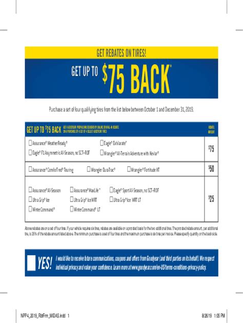 Fillable Online Goodyear 75 Rebate Submission Form Fax Email Print