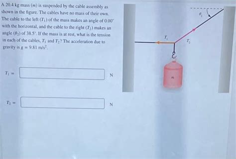 Solved A 20 4 Kg Mass M Is Suspended By The Cable Assembly