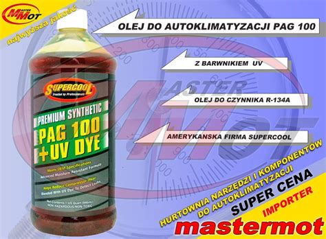 Olej PAG 100 z barwnikiem UV komplet 12 sztuk, Sklep Master Mot