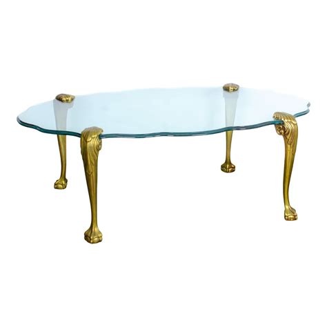 20th Century Italian Gilt Brass Ball And Claw Foot Glass Coffee Table Chairish