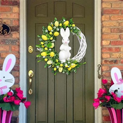 easter bunny wreath colorful rabbit garland   ddmyjul