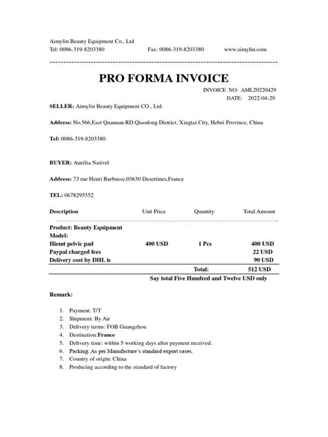 Proforma Invoice | PDF 