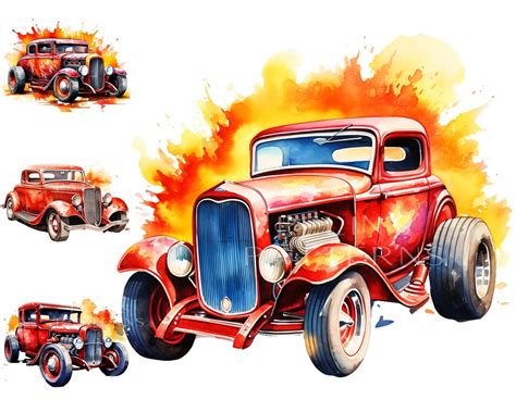 Hot Rod Car Clipart PNG - Etsy