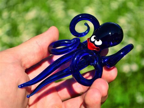 Blue Glass Octopus Figurine Octopus Small Animals Glass | Etsy