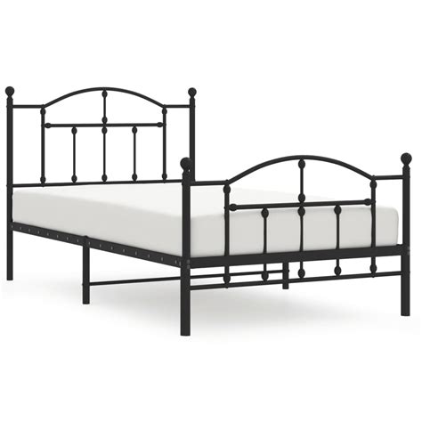 Vidaxl Metal Bed Frame With Headboard And Footboard Black X