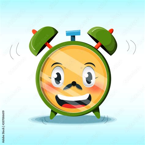 Vector Illustration With Cute Alarm Clock In Cartoon Style An Animated