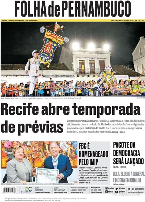 Capa Folha de Pernambuco Edição Quinta 15 de Dezembro de 2022