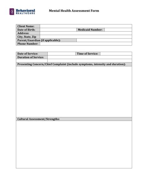 Mental Health Questionnaire Templates Pdf Download Fill And Print For