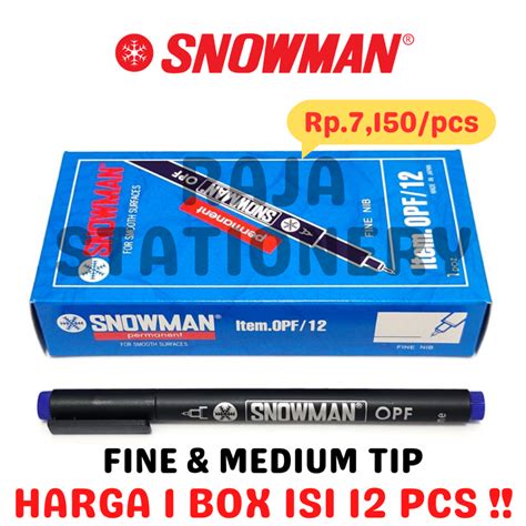 Jual Snowman Permanent Marker Opf Opm Black Blue Red Green Spidol