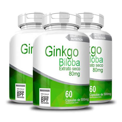 Kit 3 Ginkgo Biloba Extrato Seco 80Mg 500Mg 60 Cápsulas Submarino