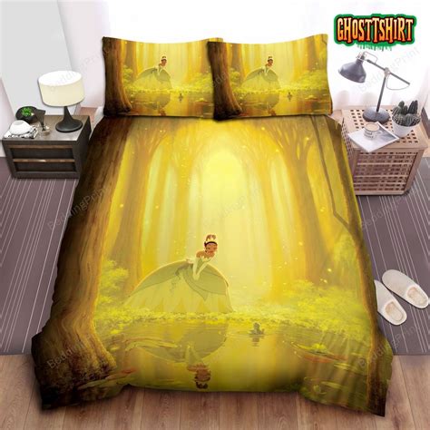 Disney Princess Tiana And The Frog Prince In Sunset Bed Sheet Duvet Cover Bedding Set