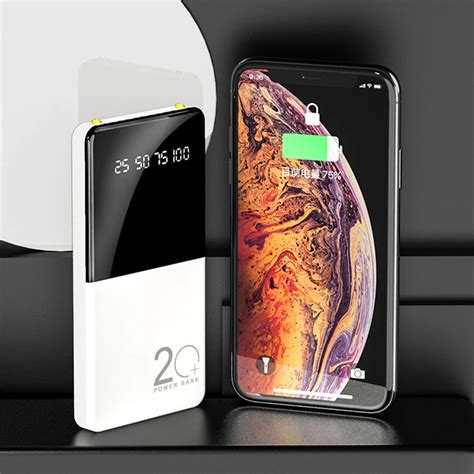 Внешний аккумулятор power Bank 20000 мАч с ЖК-дисплеем, портативное ...