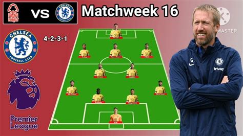 Nottingham Forest Vs Chelsea Potential Line Up Chelsea Matchweek 16