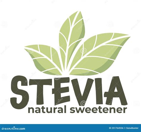 Stevia Sweetener Vector Logo Template Green Leaf Of Sugar Stock