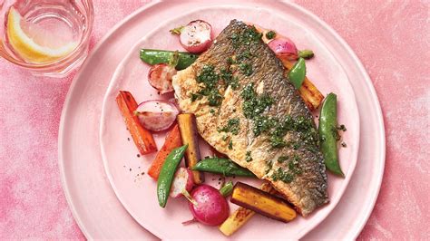 Pan Fried Mediterranean Sea Bass And Spring Vegetables Chatelaine