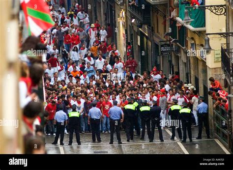 Running of The Bulls in Calle Estafeta, Fiesta de San Fermin (Encierro ...