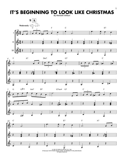 It S Beginning To Look Like Christmas By Meredith Willson Sheet Music For Guitar Ensemble At