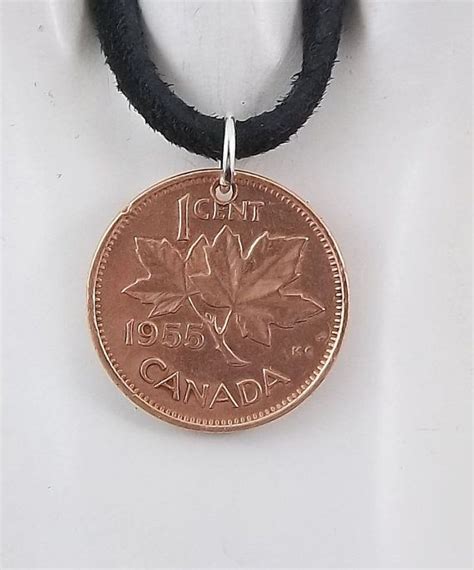 Canadian Coin Necklace Cent Maple Leaf Mens Necklace Womens