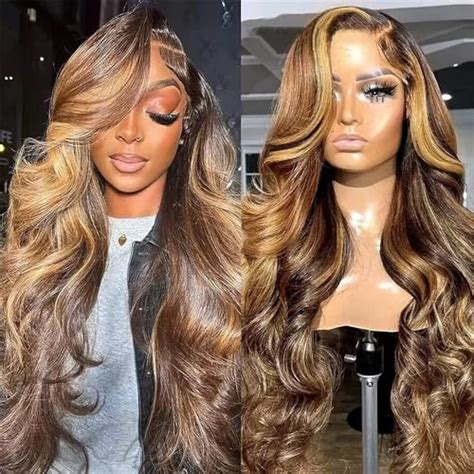 Amazon Honey Blonde Lace Front Wig Human Hair Pre Plucked 13x6 HD Transparent 4 27