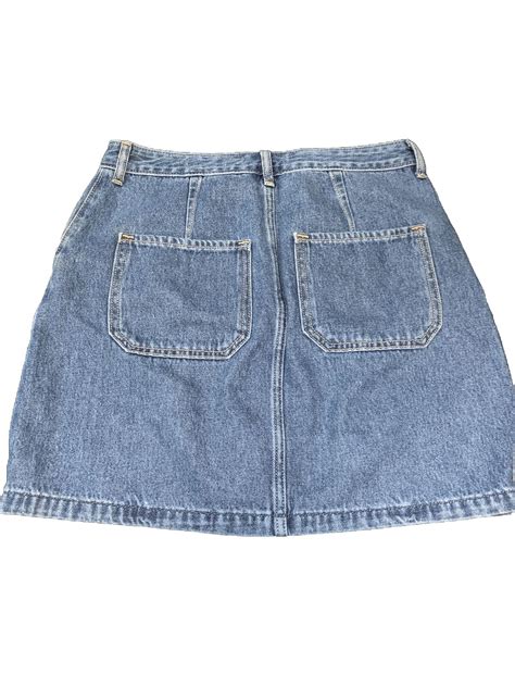 Hollister Denim Jean Mini Skirt Ultra High Rise Front Zipper Blue Size